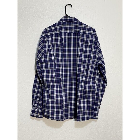 Barbour Shirt Men Large Blue Plaid Highland Check 8 Tailored Long Sleeve Buttons - Picture 2 of 15